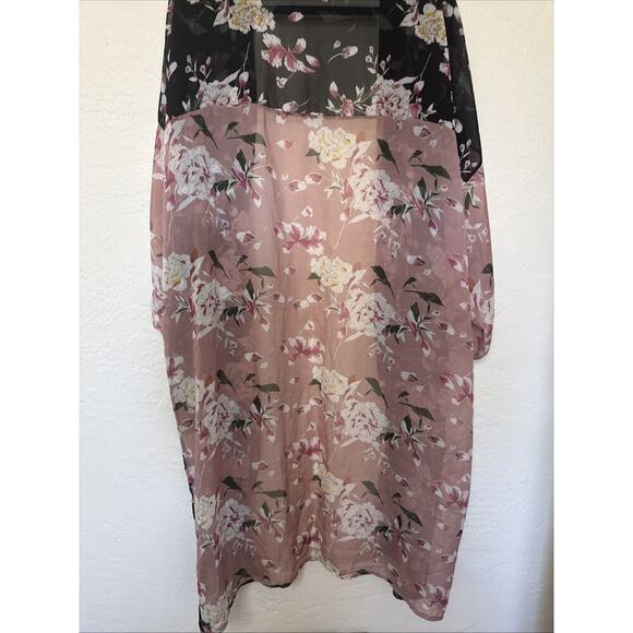 14th & Union Women’s Poncho Sheer black Floral Cardigan Fall Shawl, One Size OS - Picture 7 of 12